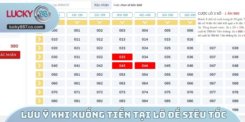 Lưu ý khi xuống tiền tại lô đề siêu tốc