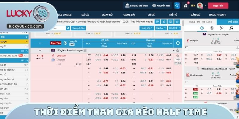 Thời điểm tham gia kèo Half Time